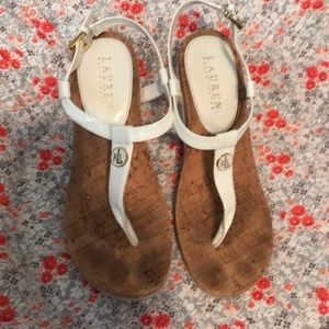 Ralph Lauren White Cork Wedges